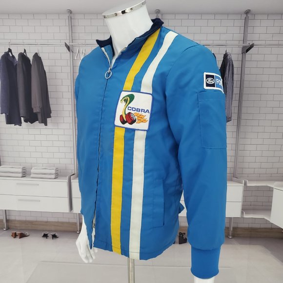 Vintage Ford Cobra JACKET Blue Racer Mechanic Zip-up Coat Small - Picture 7 of 11
